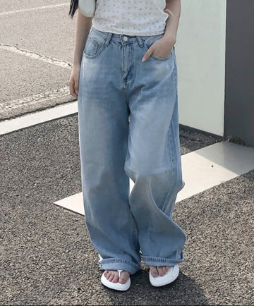 Aker Hood Washing Wide Denim Pants